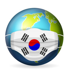 World Globe With Medical Mask South Korea Flag