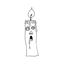 Happy Halloween Burning Candle With Face Eyes