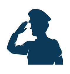 Silhouette military saluting with ribbon Vector Image