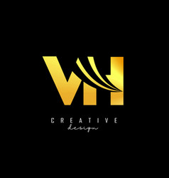 Creative Golden Letters Vh V H Logo With Leading