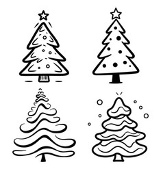 Set Of Hand Drawing Christmas Tree