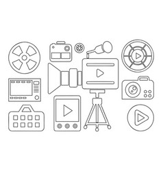 Video Camera Icon Set Shape On White Background