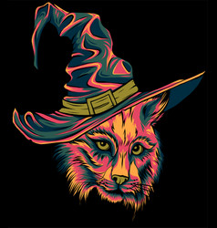 Head Lynx With Witch Hat