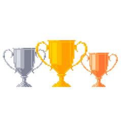 Pixel Golden Silver And Bronze Trophy