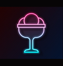 Glowing Neon Line Ice Cream In The Bowl Icon