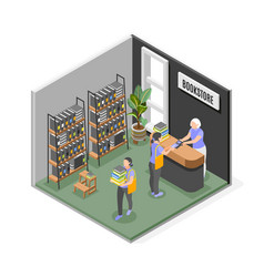 Isometric Book Store Composition