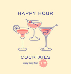 Modern Flat Happy Hour Cocktails Print