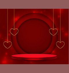 Valentines Day Shiny Background With 3d Podium