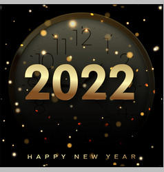 2022 Happy New Year Poster With Golden Clock