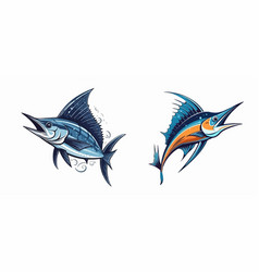 Marlin Cartoon Fish Art Sticker