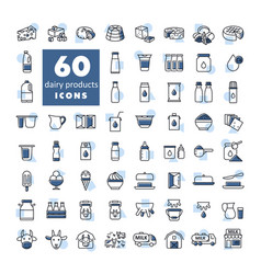 Milk Dairy Products Icon Set