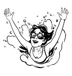 A Woman Swimming In The Pool With Splashes