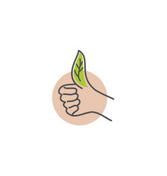 Organic Green Thumb Up Logo Green Leaf