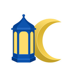 Realistic Islamic Ramadan Lantern And Gold Moon