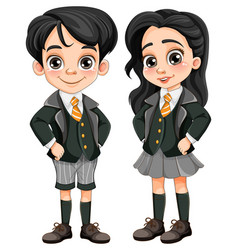 Asian Boy And Girl Student In School Uniform