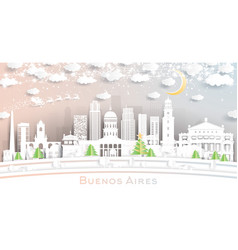 Buenos Aires Argentina City Skyline In Paper Cut