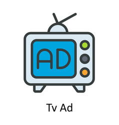 Tv Ad Fill Outline Icon Design