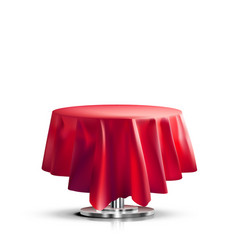 Black One Leg Round Table With Red Tablecloth