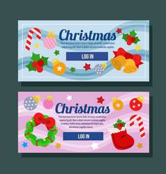 Christmas Banner Horizontal Holiday Flat Element