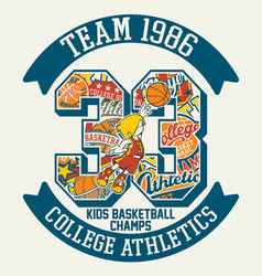 College Athletic Cute Basketball Kids League