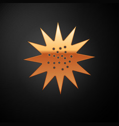 Gold Sea Urchin Icon Isolated On Black Background