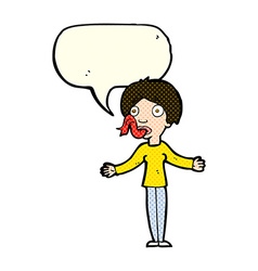 Cartoon Woman Telling Lies With Speech Bubble