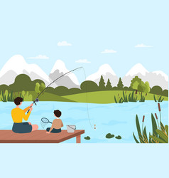 Father And Son Fishing