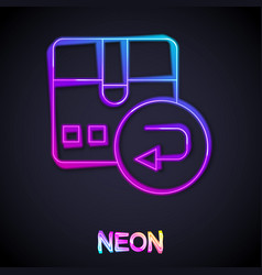 Glowing Neon Line Return Cardboard Box Icon