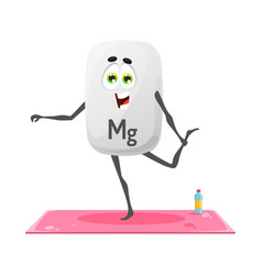 Cartoon Magnesium Mineral Character On Yoga Class