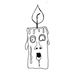 Happy Halloween Burning Candle With Face Eyes