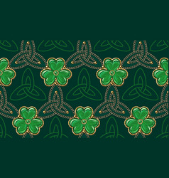 St Patricks Day Pattern With Celtic Knot Clover