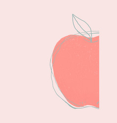 Fruit Doodle Apple On Pink Background