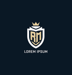 Initial Letter Rm Shield And Crown Logo Style