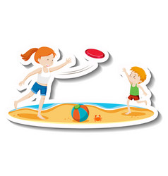 Kids Playing Frisbee At Beach