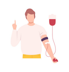 Male Donor Or Volunteer Character Giving Blood