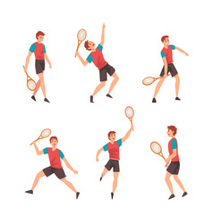 Man Character Playing Tennis As Racket Sport