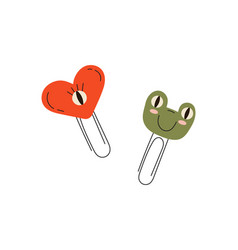 Cute Baby Heart And Frog Paper Clips