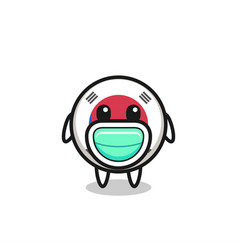 Cute South Korea Flag Cartoon Wearing A Mask