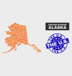 Flame Mosaic Alaska Map And Distress The Us