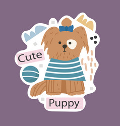 Funny Sticker With Pet Dog Emblem With Cute