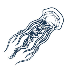 Ocean Jellyfish Monochrome Detailed Sticker