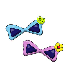 Two Cartoon Sunglasses With A Shell And Flower