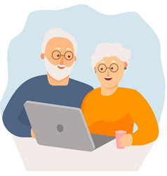 An Elderly Couple Has A Video Conference With A