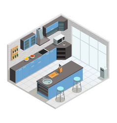 Kitchen Interior Isometric Concept