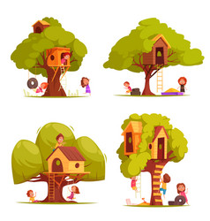 Tree Houses With Children Set