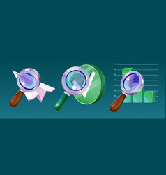 3d Magnifying Glass Icons Set