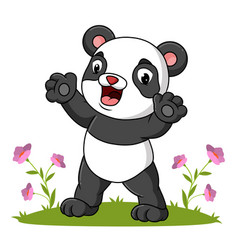 Cute Panda Is Standing In The Garden