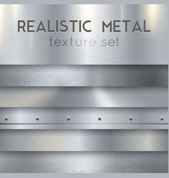 Metal sheets texture realistic banners set Vector Image