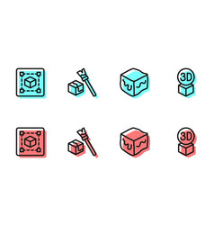 Set Line Isometric Cube Geometric Figure Cube