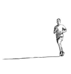 Sketch Of Running Young Man With Long Shadow Hand